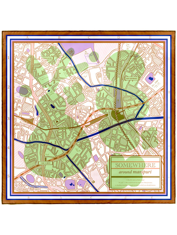＜シルクスカーフ65＞コラージュサムウェア