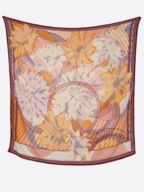 ＜ウールシルクストールヘリンボーン織120＞コラージュダリアロンド