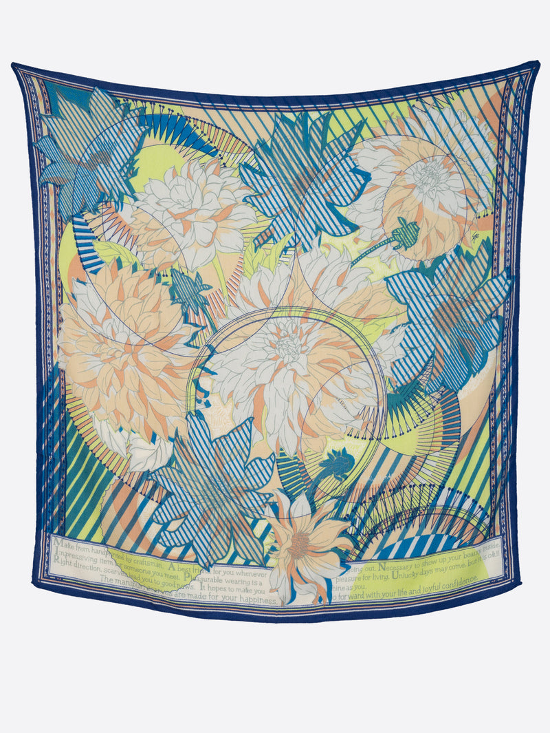 &lt;Wool Silk Stole Herringbone Weave 120&gt; Collage Dahlia Rondo