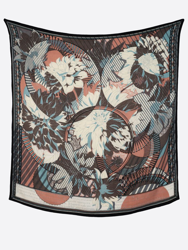 &lt;Wool Silk Stole Herringbone Weave 120&gt; Collage Dahlia Rondo