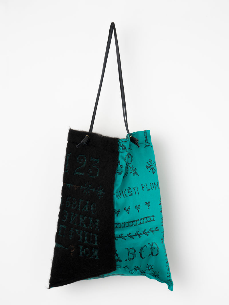 ＜刺繍プリントトートバッグL＞クロスステッチバンダナ