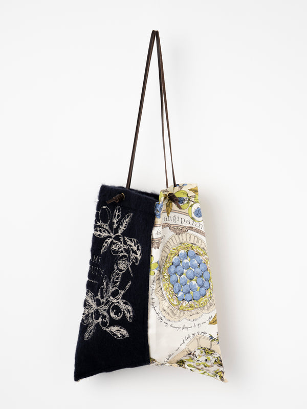 EMBROIDERED PRINT TOTE BAG L / ANTIQUE RECIPE