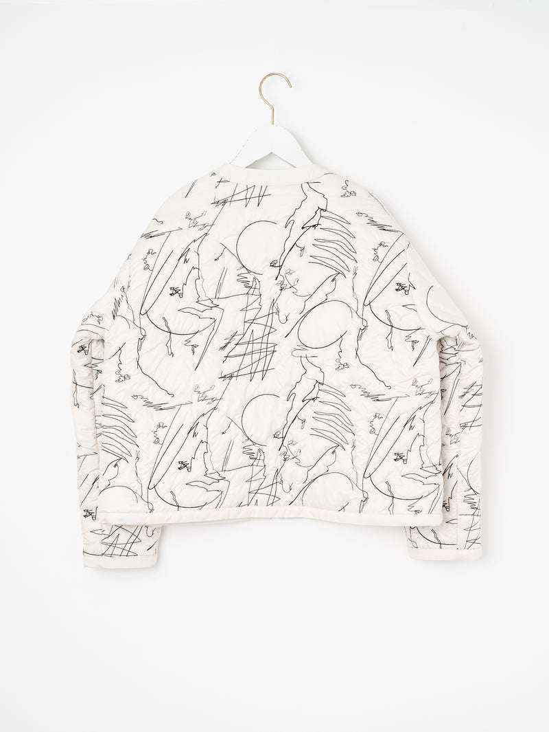 &lt;Quilted crew neck jacket&gt; Reversible Mountain