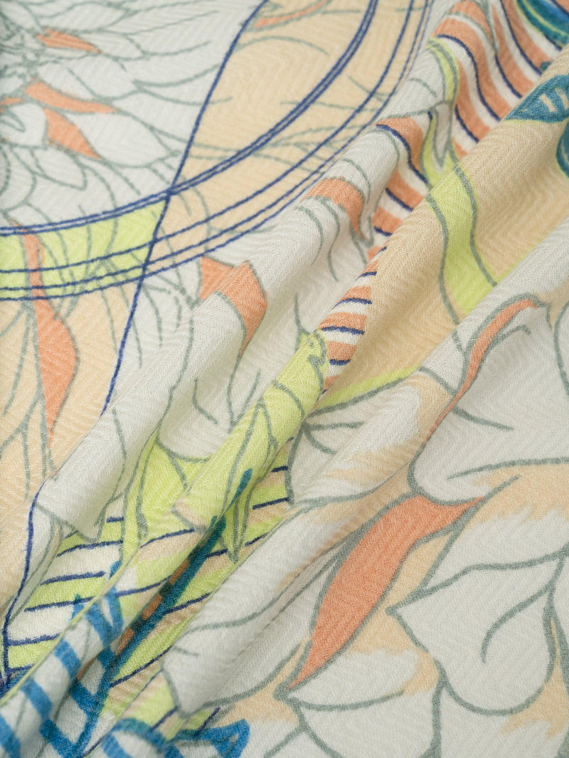 &lt;Wool Silk Stole Herringbone Weave 120&gt; Collage Dahlia Rondo