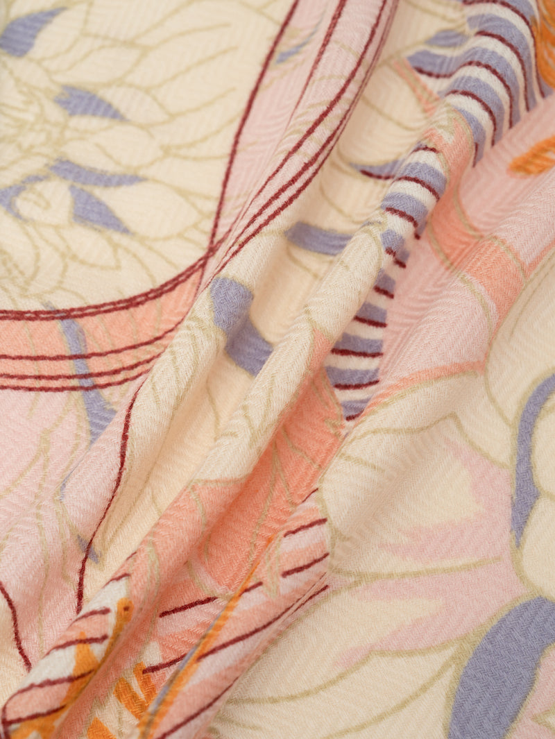 &lt;Wool Silk Stole Herringbone Weave 120&gt; Collage Dahlia Rondo