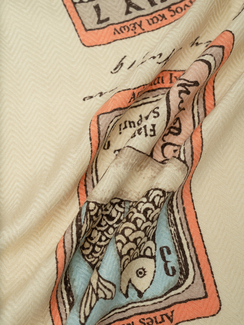 &lt;Wool Silk Stole Herringbone Weave 120&gt; Tarot