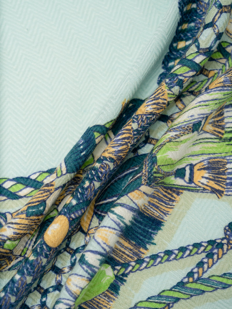 &lt;Wool Silk Stole Herringbone Weave 120&gt; Vivace Tassel