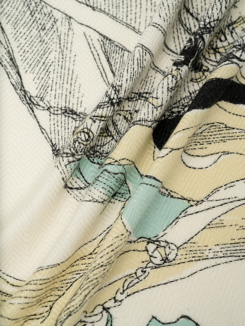 ＜ウールシルクストールヘリンボーン織120＞モンゴルフィエバルーン