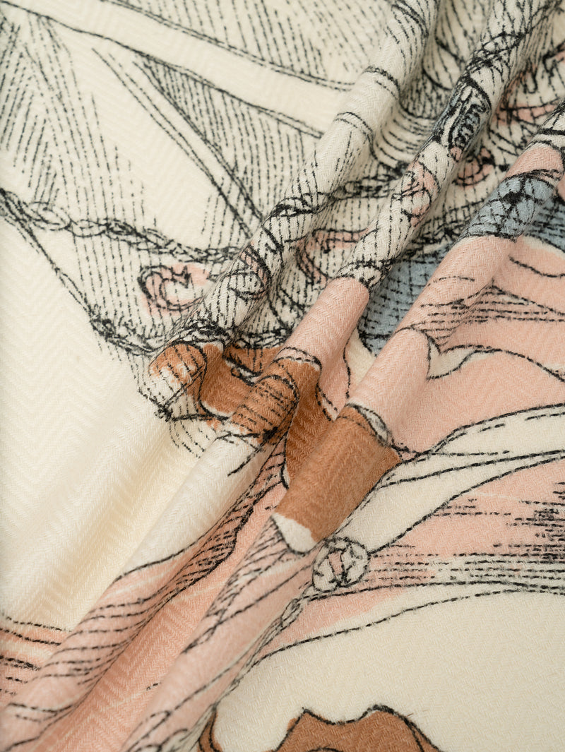 ＜ウールシルクストールヘリンボーン織120＞モンゴルフィエバルーン