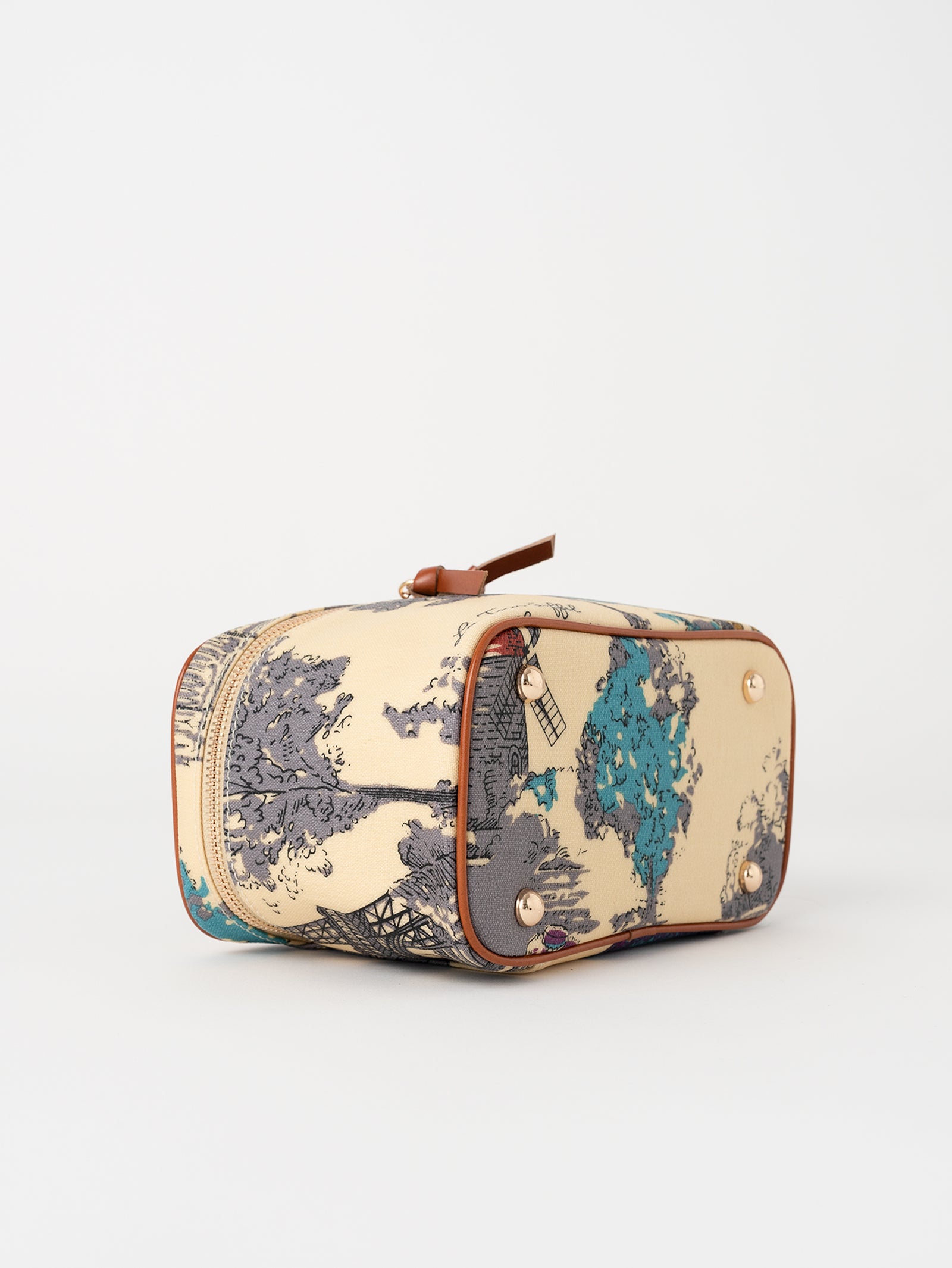 マニプリPVCコーティング&皮革付属　オリジナルプリントバニティポーチ マニプリPVCコーティング&皮革付属 オリジナルプリントバニティ