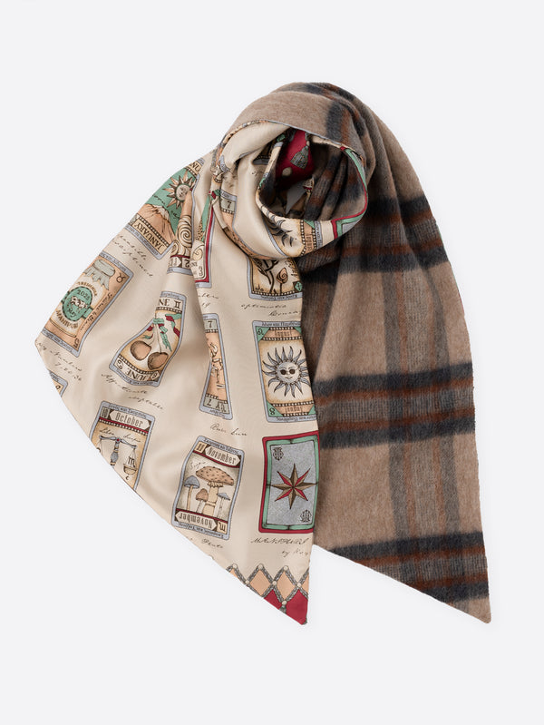 WOOL SILK W MUFFLER / FRAME FLOWER