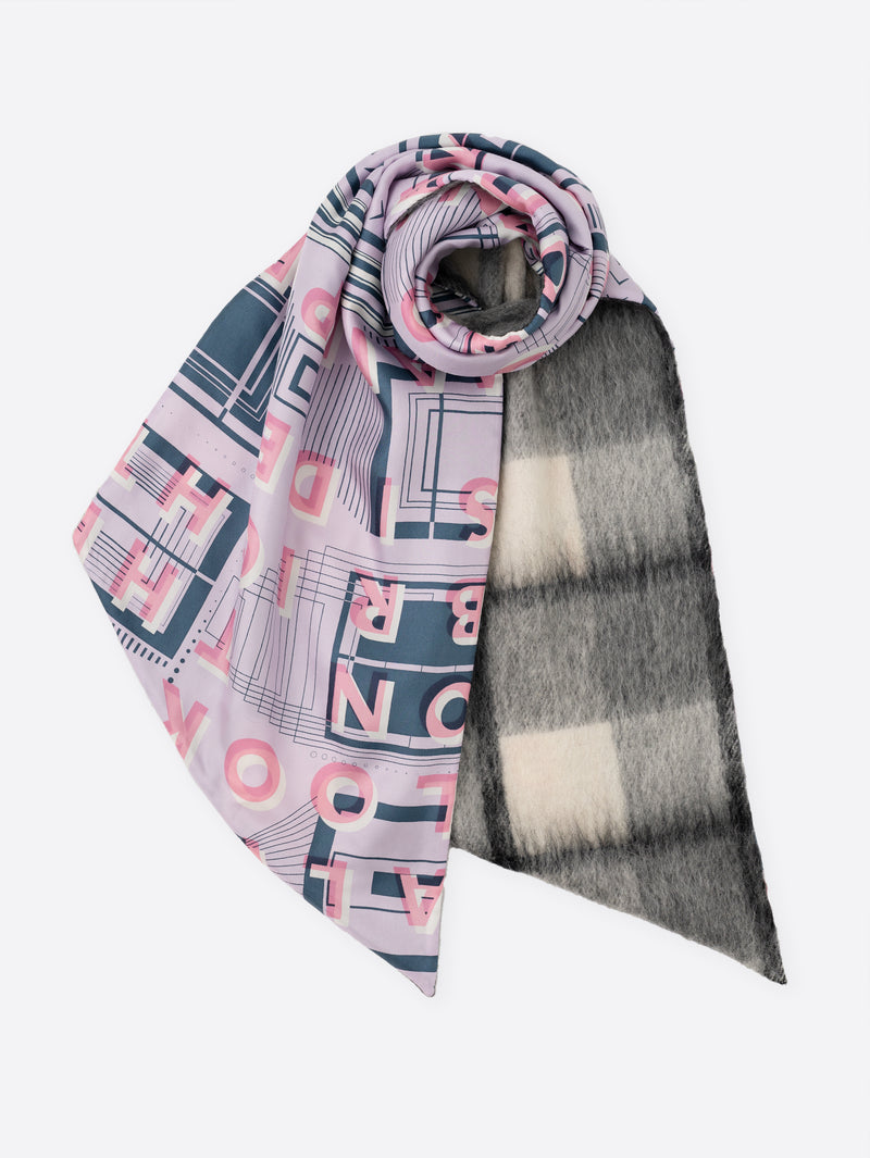 WOOL SILK W MUFFLER / FRAME FLOWER