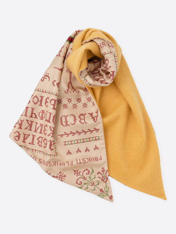 ＜シルクWマフラー＞クロスステッチバンダナ