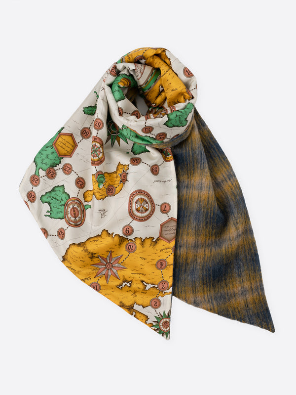 WOOL SILK W MUFFLER / FRAME FLOWER