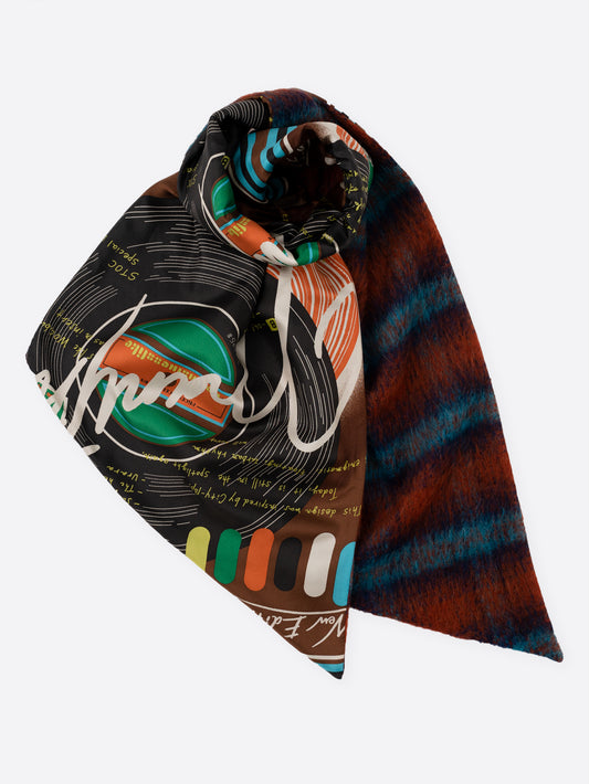 WOOL SILK W MUFFLER / FRAME FLOWER