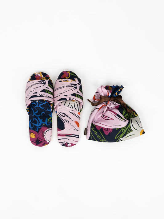 ＜ルームシューズ+巾着セット＞ボタニックガーデン