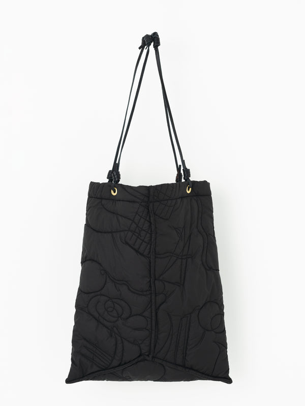 QUILTED TOTE BAG L / BLACK