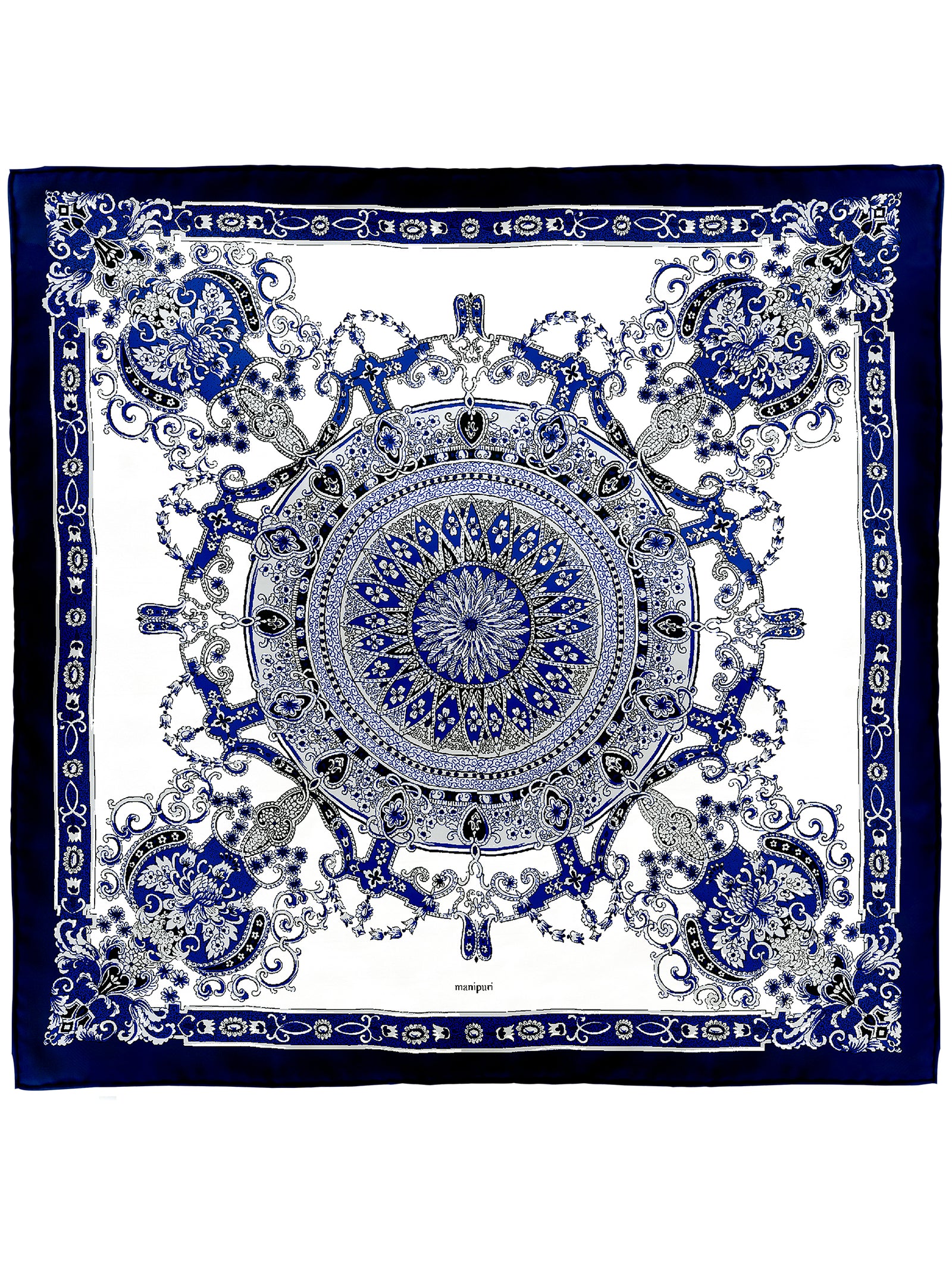 最終値下✨マニプリ manipuri シルクスカーフ正方形ゴシックブルービック 最終値下✨マニプリ manipuri シルクスカーフ正方形ゴシックブルー