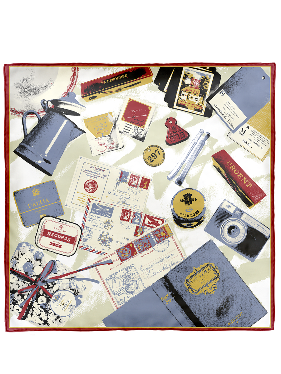 ダブルフェイスシルクスカーフ88＞デスク&ドット – manipuri