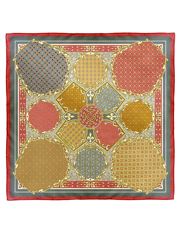 DOUBLE FACE SILK SCARF 65 / COLLAGE & BANDANA