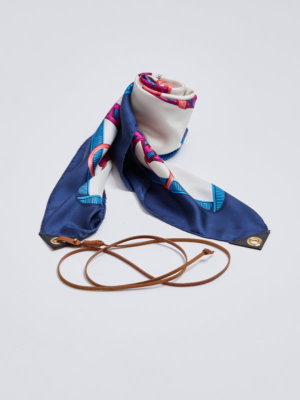 &lt;Silk scarf with leather 108&gt; Belt