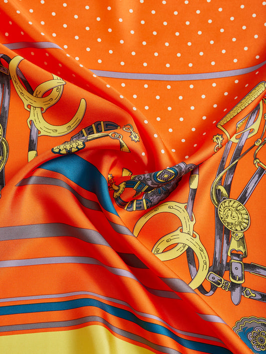 SILK SCARF WITH LEATHER 88 / DOT STRIPE