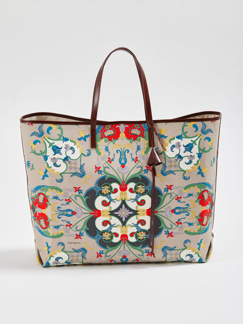 BOAT SHAPED TOTE BAG LL ORNAMENT FLOWER manipuri