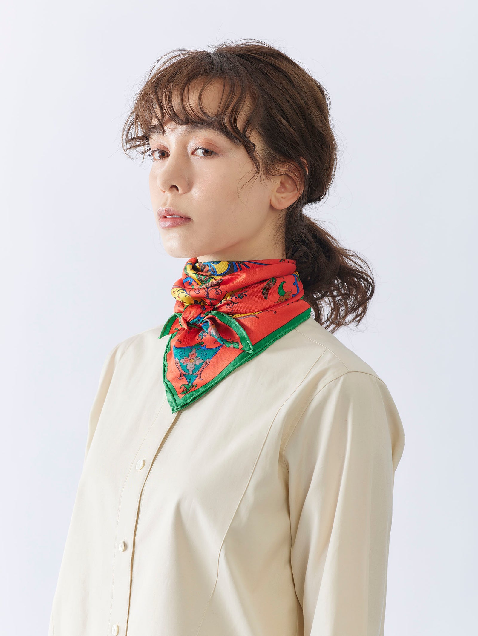 manipuri 花柄 大判スカーフ シルクスカーフ65＞ アンティークフラワー – manipuri