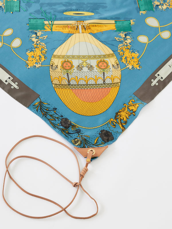 SILK SCARF WITH LEATHER 88 / FLOWER BALLOON
