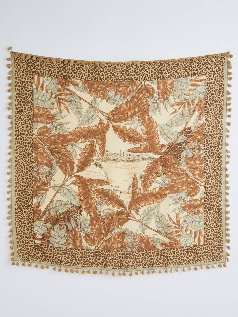 &lt;Cotton Silk Stole Pom Pom 120&gt; Safari