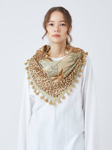 &lt;Cotton Silk Stole Pom Pom 120&gt; Safari