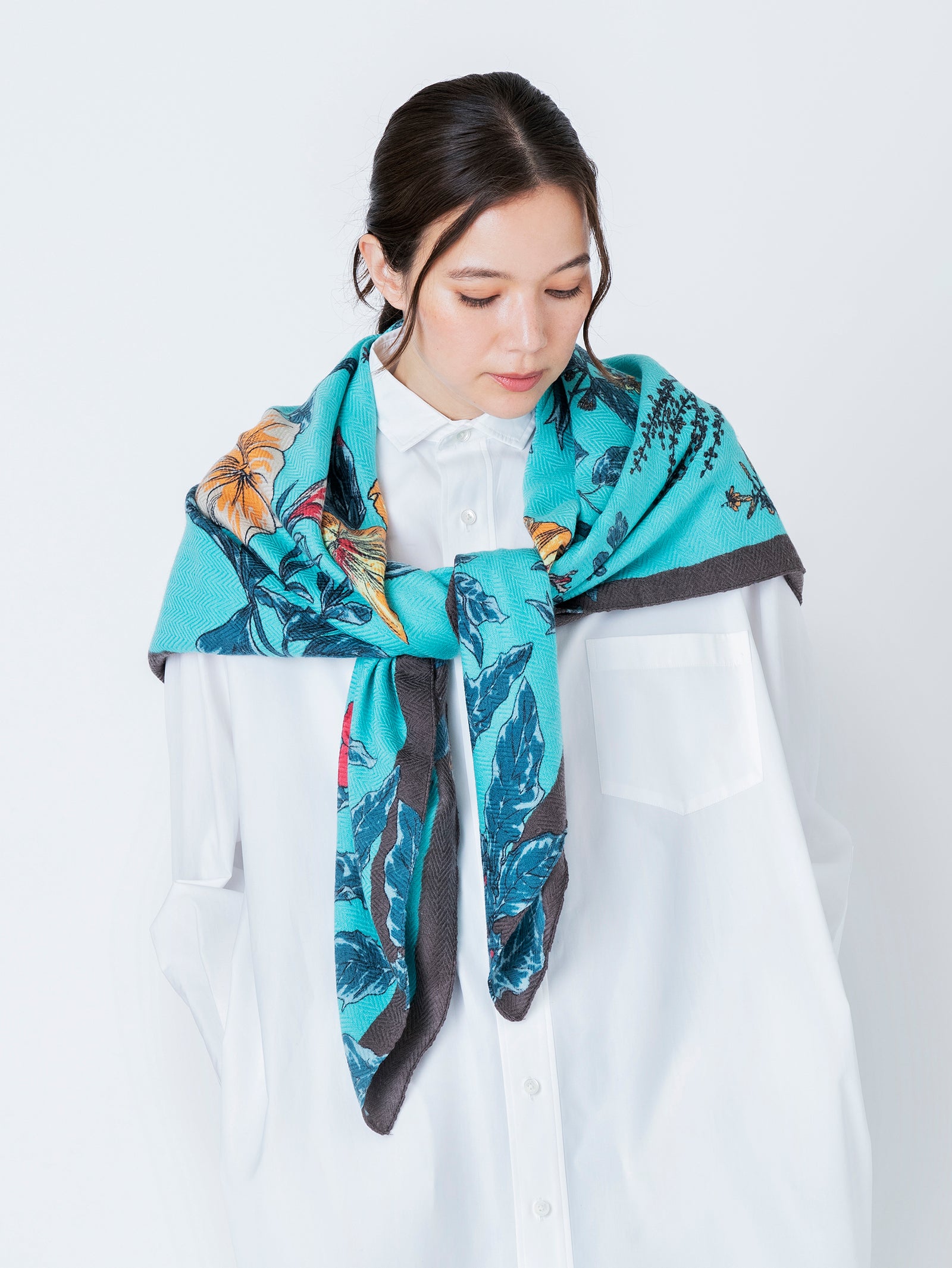 ウールシルクストールヘリンボーン織120＞フラワーブーケ – manipuri