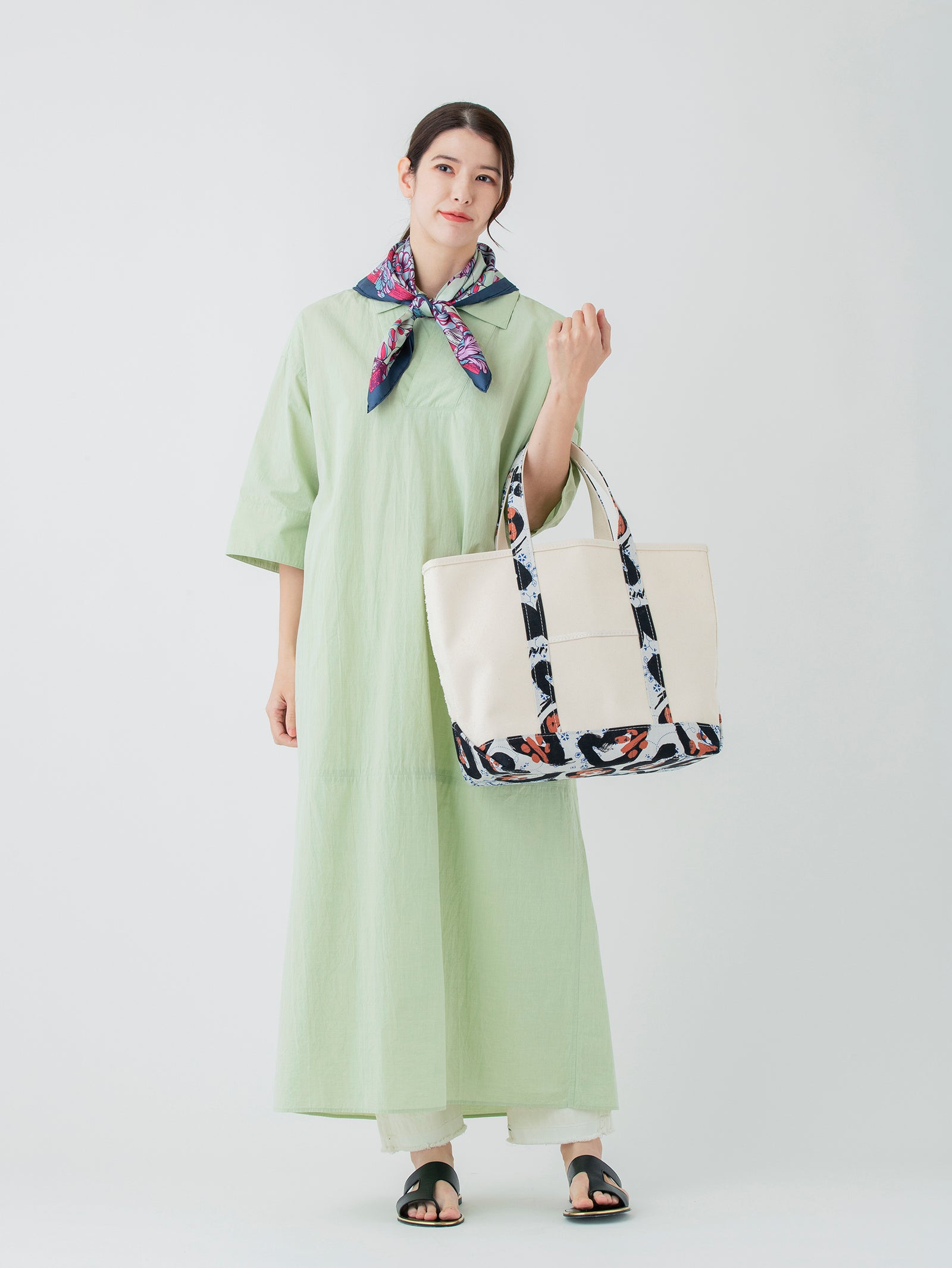 帆布トートバッグL＞ランダムペイズリーバンダナ – manipuri