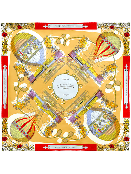 SILK SCARF 88 / COLLAGE FLOWER BALLOON