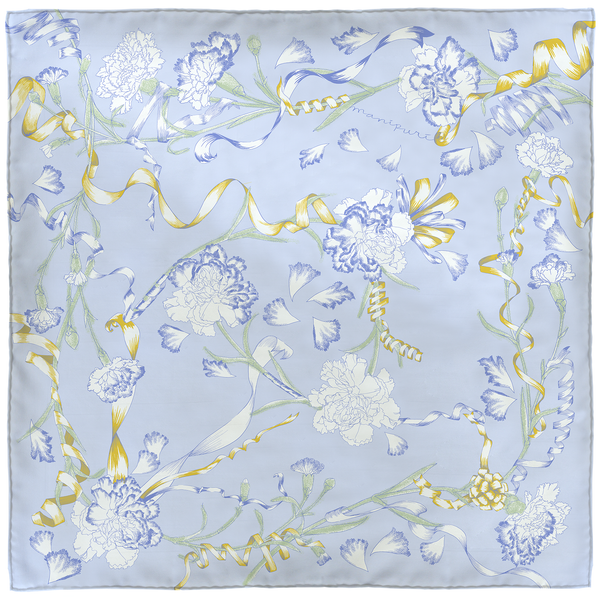 manipuri 花柄シルクスカーフ 65cm新品 シルクスカーフ65＞ アンティークフラワー – manipuri